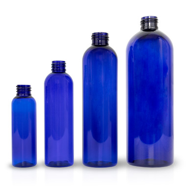 Plastic Cobalt Blue Bullet Bottles