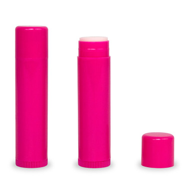 Filled and Unlabeled Pink Stick Lip Balm Tubes