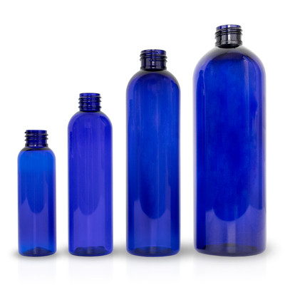 Plastic Cobalt Blue Bullet Bottles