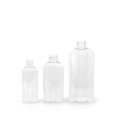 Clear Plastic Tapered / Vale Oval Bottles